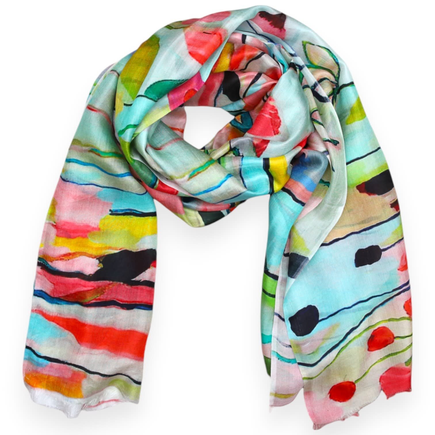 ALKUTBIA Multi-color Floral Silk Scarf