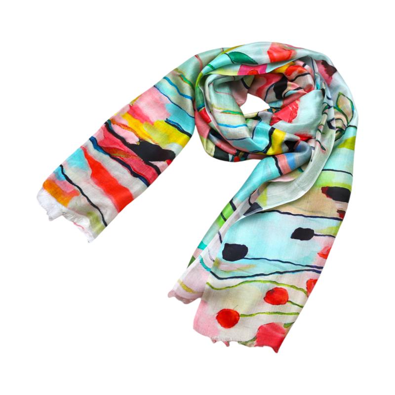 ALKUTBIA Multi-color Floral Silk Scarf