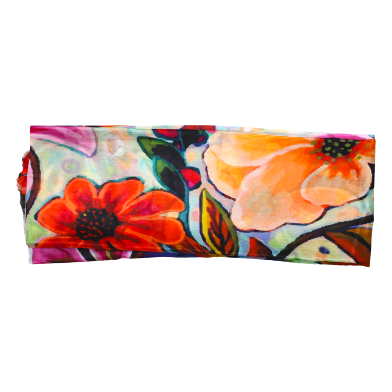 ALKUTBIA Multi-color Floral Silk Scarf