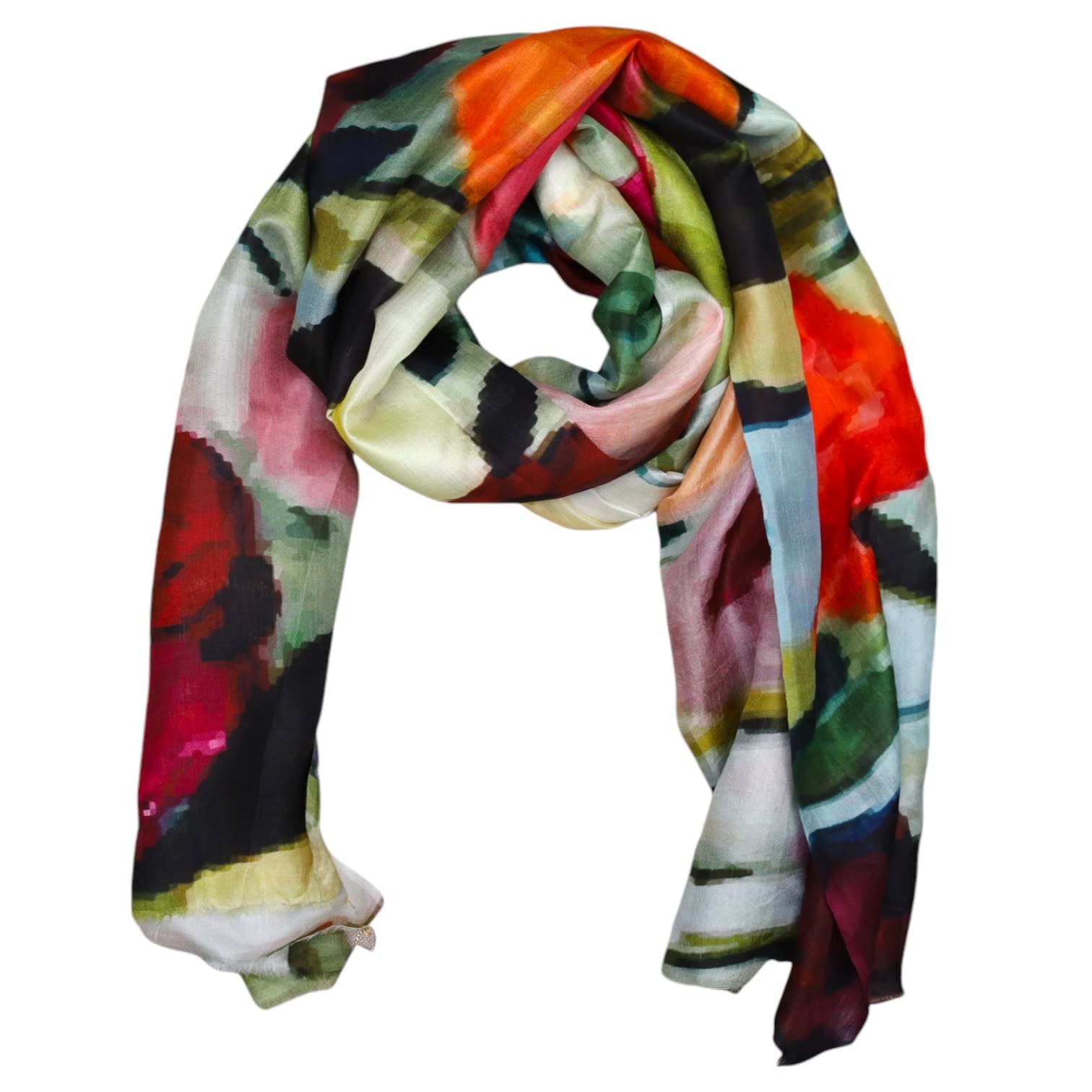 ALKUTBIA Multi-color Floral Silk Scarf