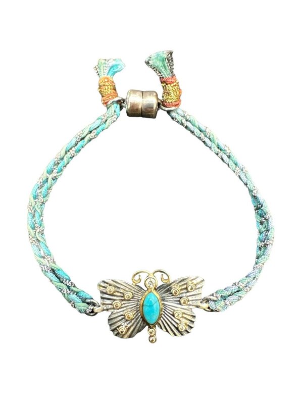 YOLA JAHSHAN Silver ,  gold with Dimond  and Turquoise Butterfly Bracelet