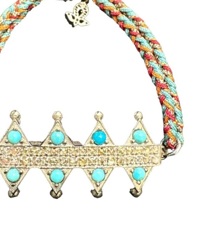 YOLA JAHSHAN turquoise silver diamond Zig Zag bracelet