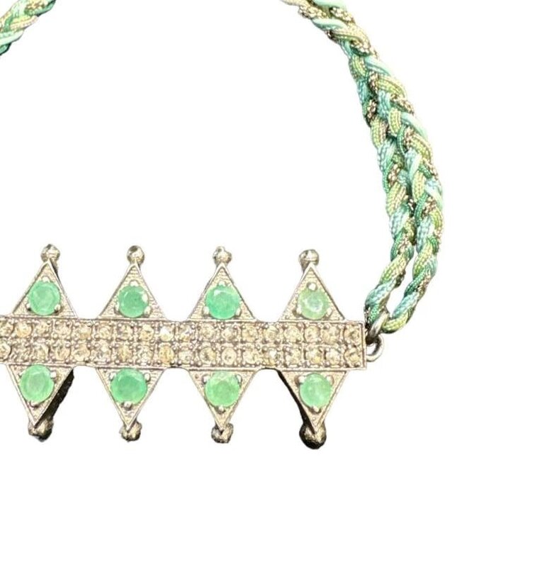 YOLA JAHSHAN Emerald diamond silver Zig Zag bracelet