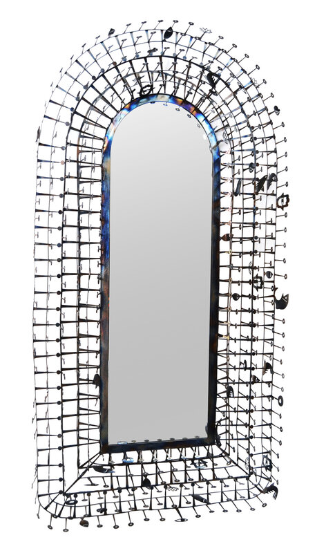 THREE_BY_SUAD Large Arched  Mirror,  finished with oxidation