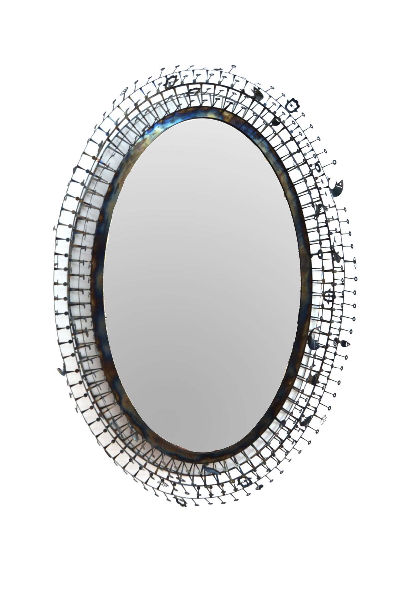 THREE_BY_SUAD Large oval mirror finished with oxidation