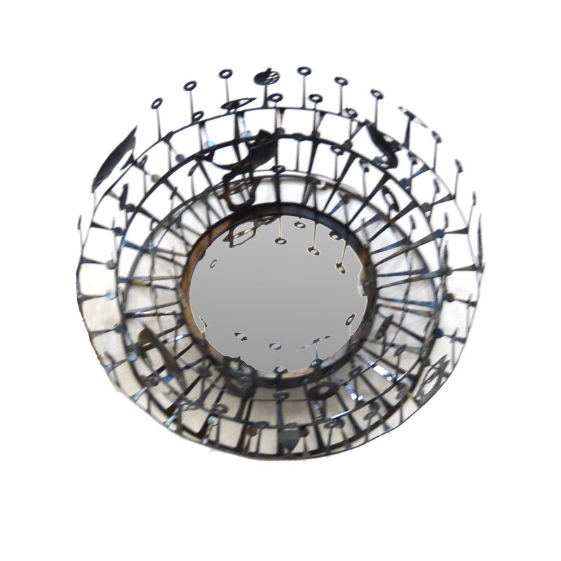 THREE_BY_SUAD Medium round mirror finished with oxidation