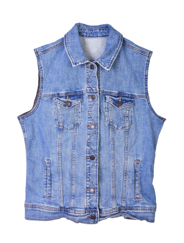 HALIMEH.JO Short Denim vest with Maroon Embroidery