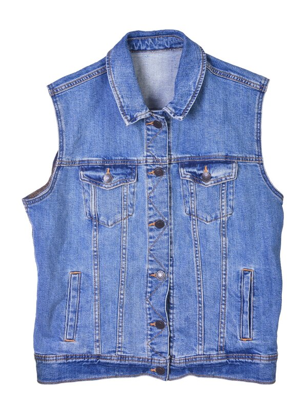 HALIMEH.JO Short Denim vest with Maroon and Red Embroidery