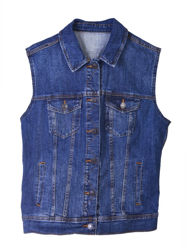 HALIMEH.JO Short blue denim Vest with white embroidery