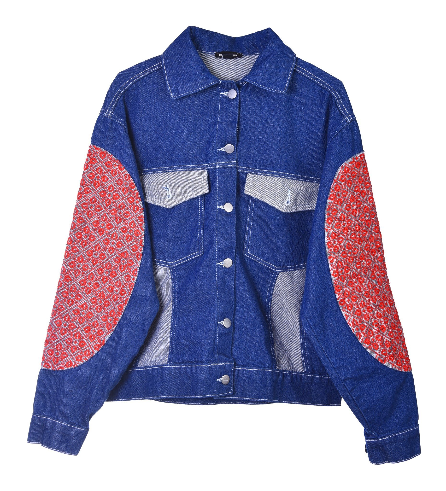 HALIMEH.JO Dark blue denim jacket with patched red arms