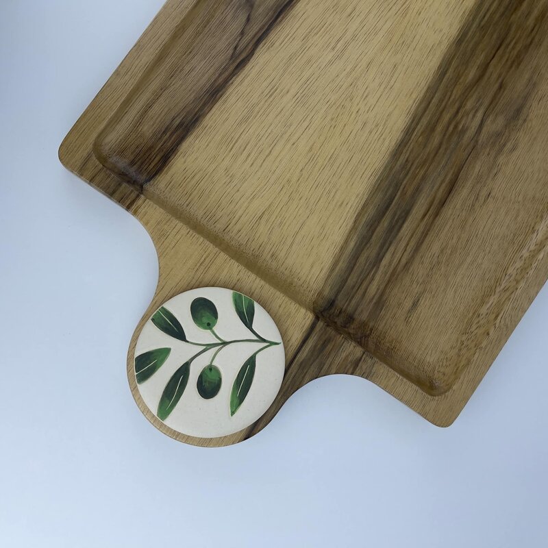 MERATH ART Olives Design - Rectangular Wooden Tray