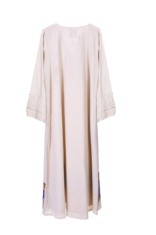 LAM COLLECTIONS long off-white Abaya with Indian fabric