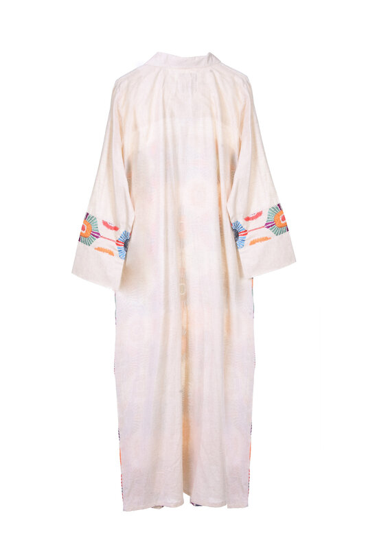 LAM COLLECTIONS Long off-white Abaya with colorful Details