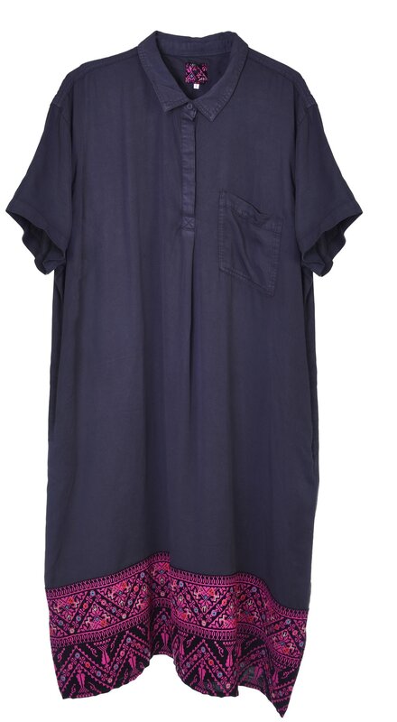 LAM COLLECTIONS Grey dress with fuchsia embroidery