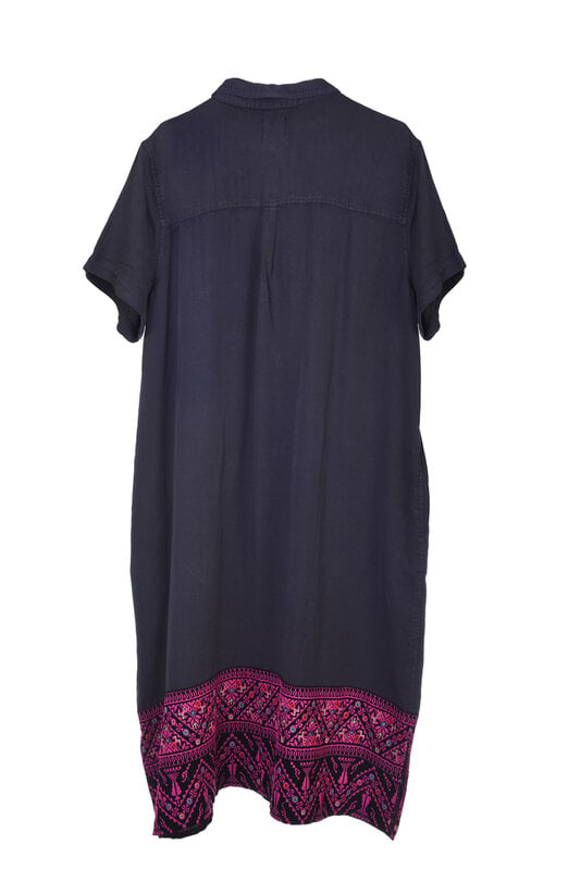 LAM COLLECTIONS Grey dress with fuchsia embroidery