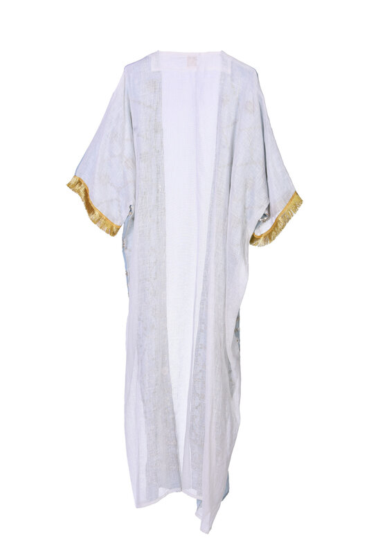 LAM COLLECTIONS Long mint bisht with offwhite embroidery