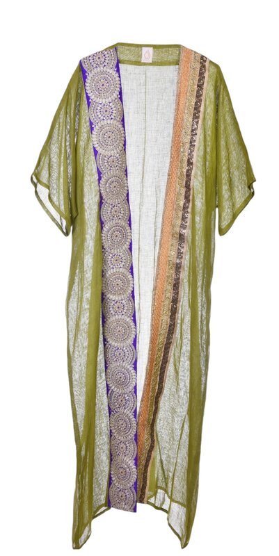 LAM COLLECTIONS Long green bisht with embroidery