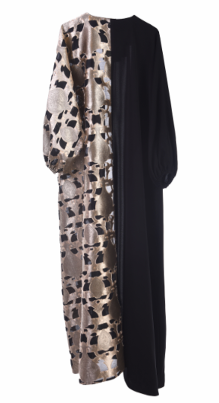 NK COUTURE Black Abaya with Black and gold Details