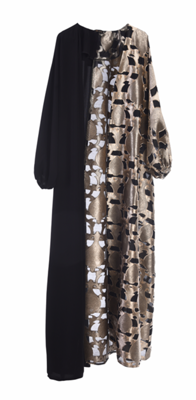 NK COUTURE Black Abaya with Black and gold Details