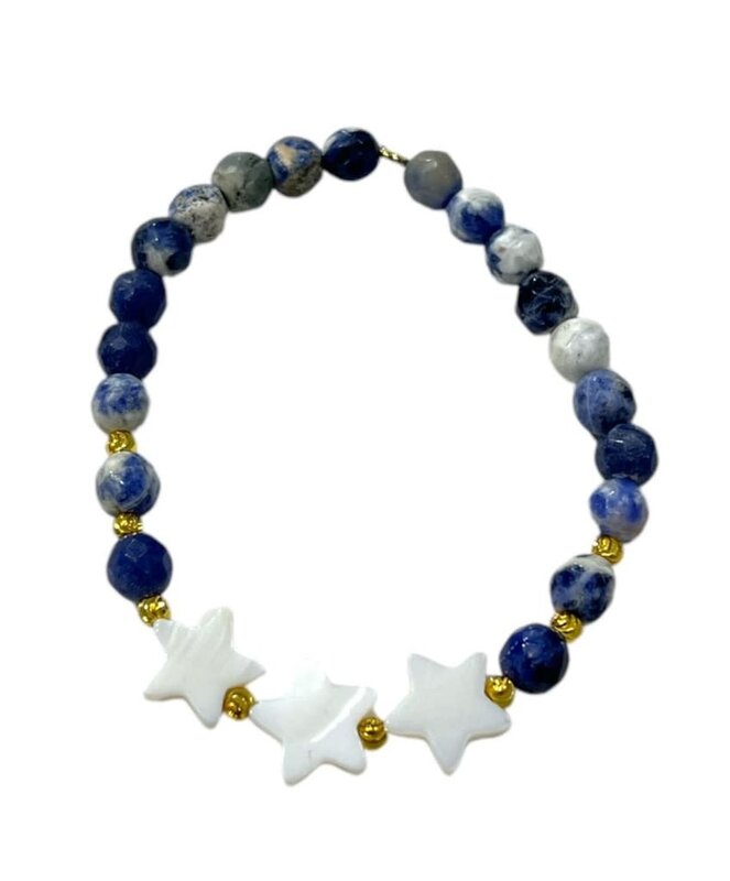 HANDMADE GOLD PLATED STARS BEADS BRACELET