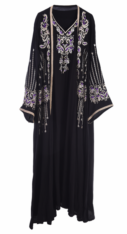 NK COUTURE Black kaftan with handmade embroidery