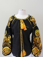 Black Blouse with Yellow & Orange Embroidery