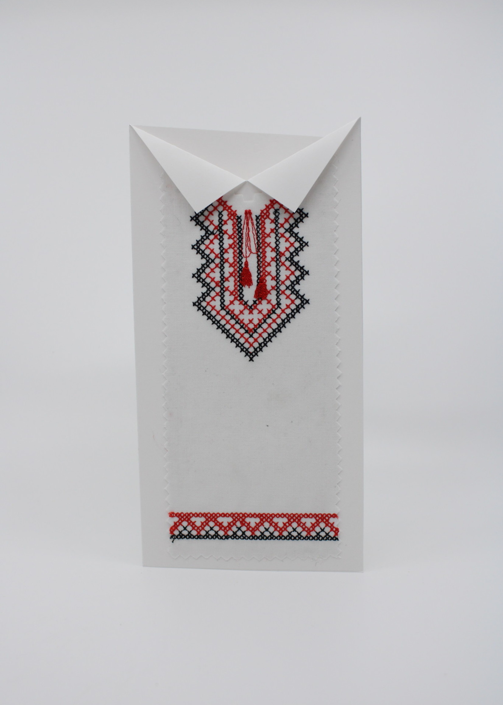 None Blank Red Tassle Embroidered Card