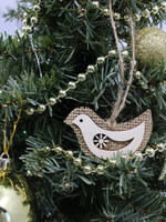 Wood Dove Ornament\ On Burlap