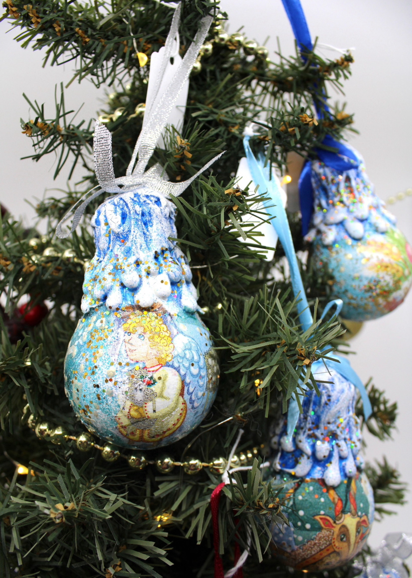 Blue Snow Covered Ornament