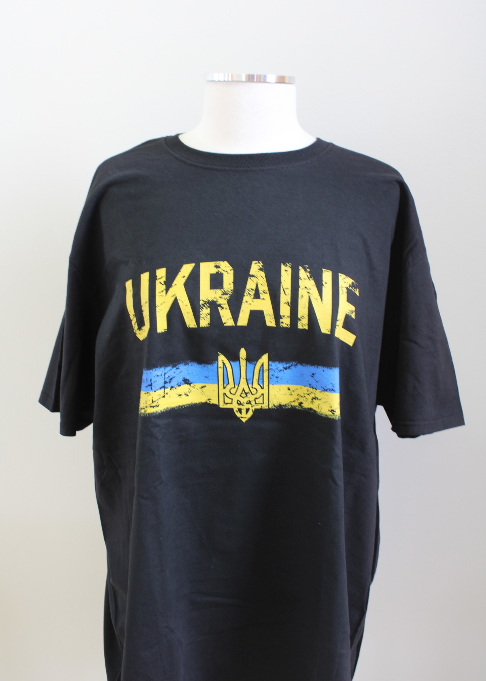Black Ukraine T-Shirt\ Ukr.Flag Size M