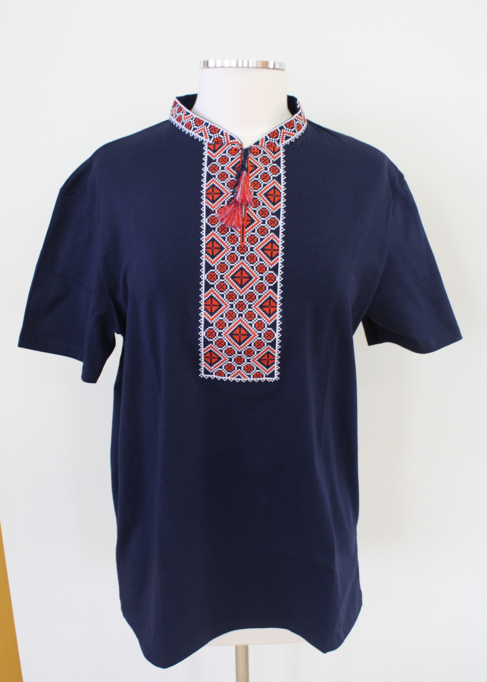 Navy T-shirt with Red Embroidery