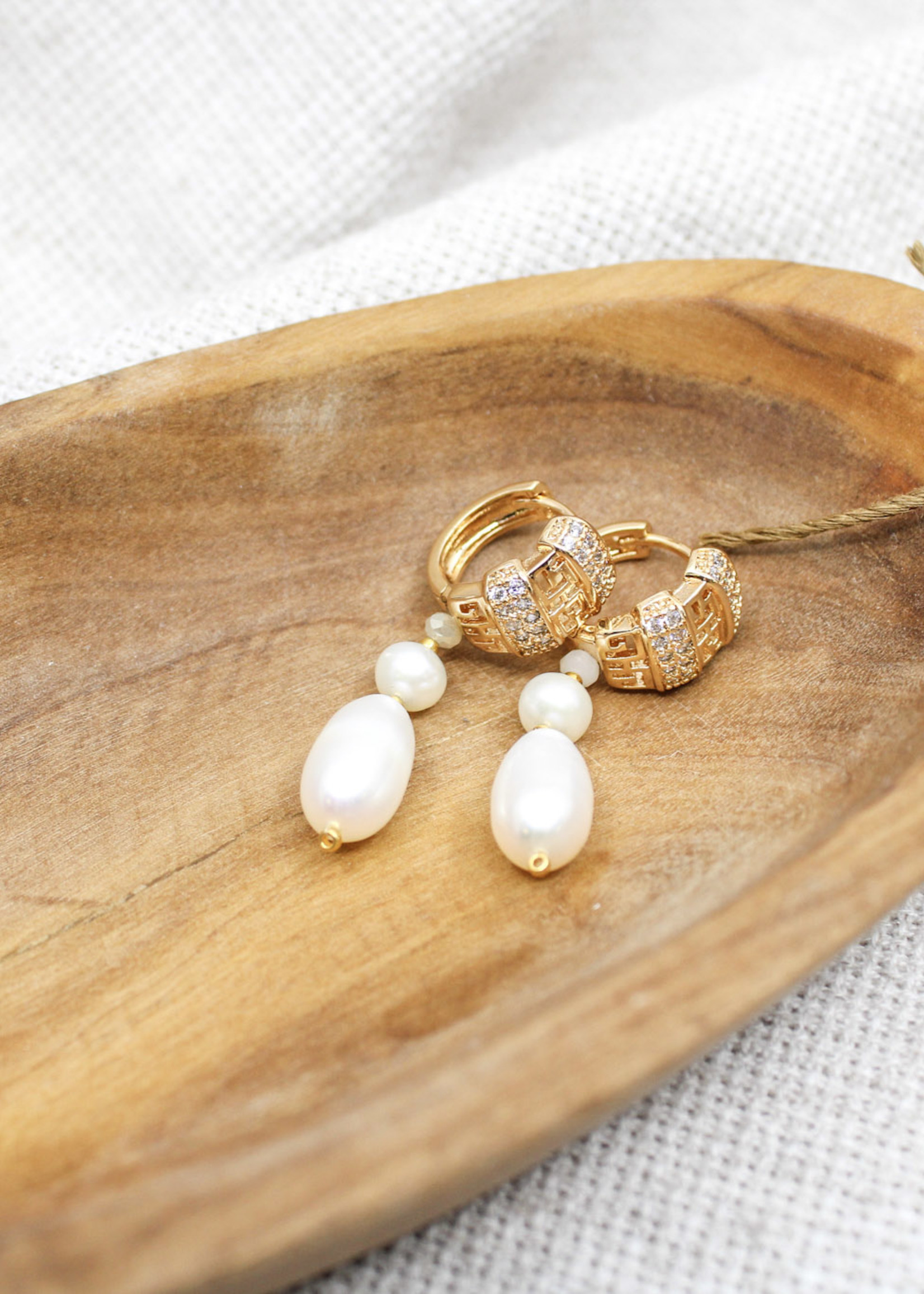 None JEWELRY - Gold Pearl Tear Earrings