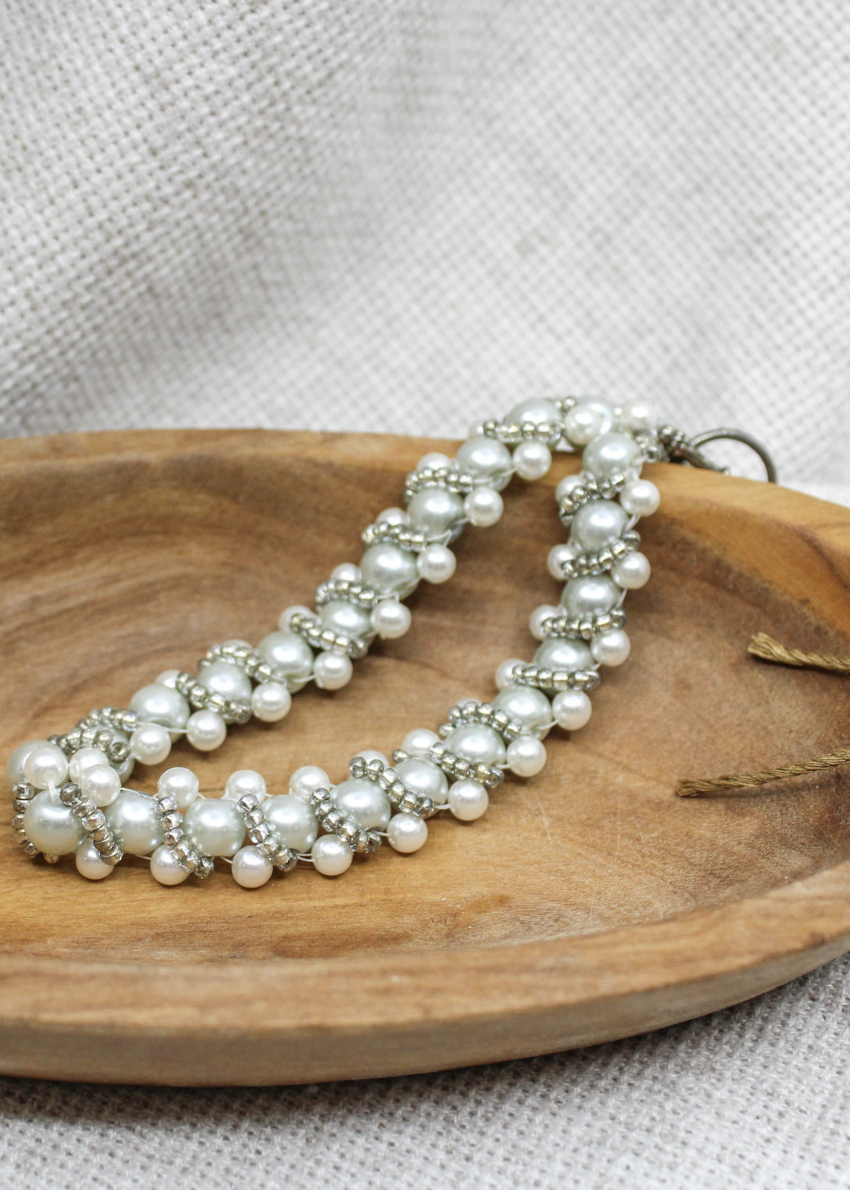 NL Pearl and Silver Seed Bead Bracelet