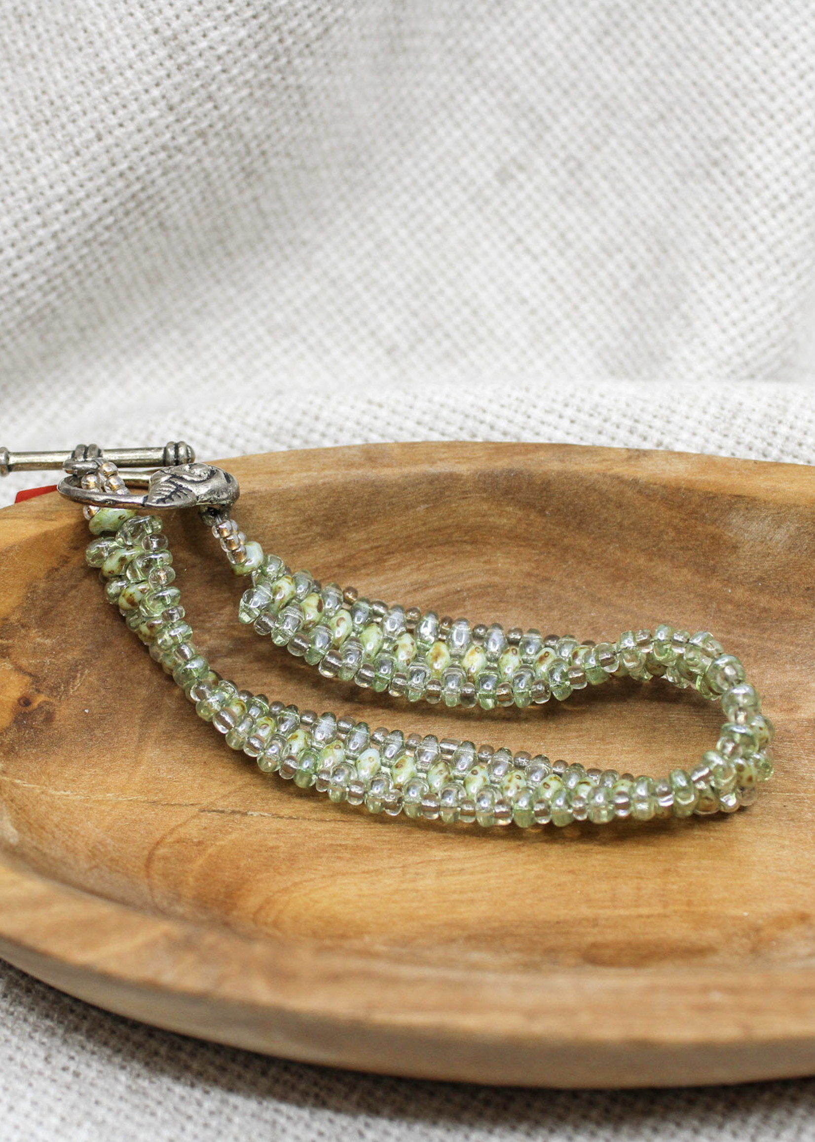 NL Turquoise and Clear Seed Bead Bracelet