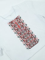 KIDS - White T Shirt With Red and Black Embroidery