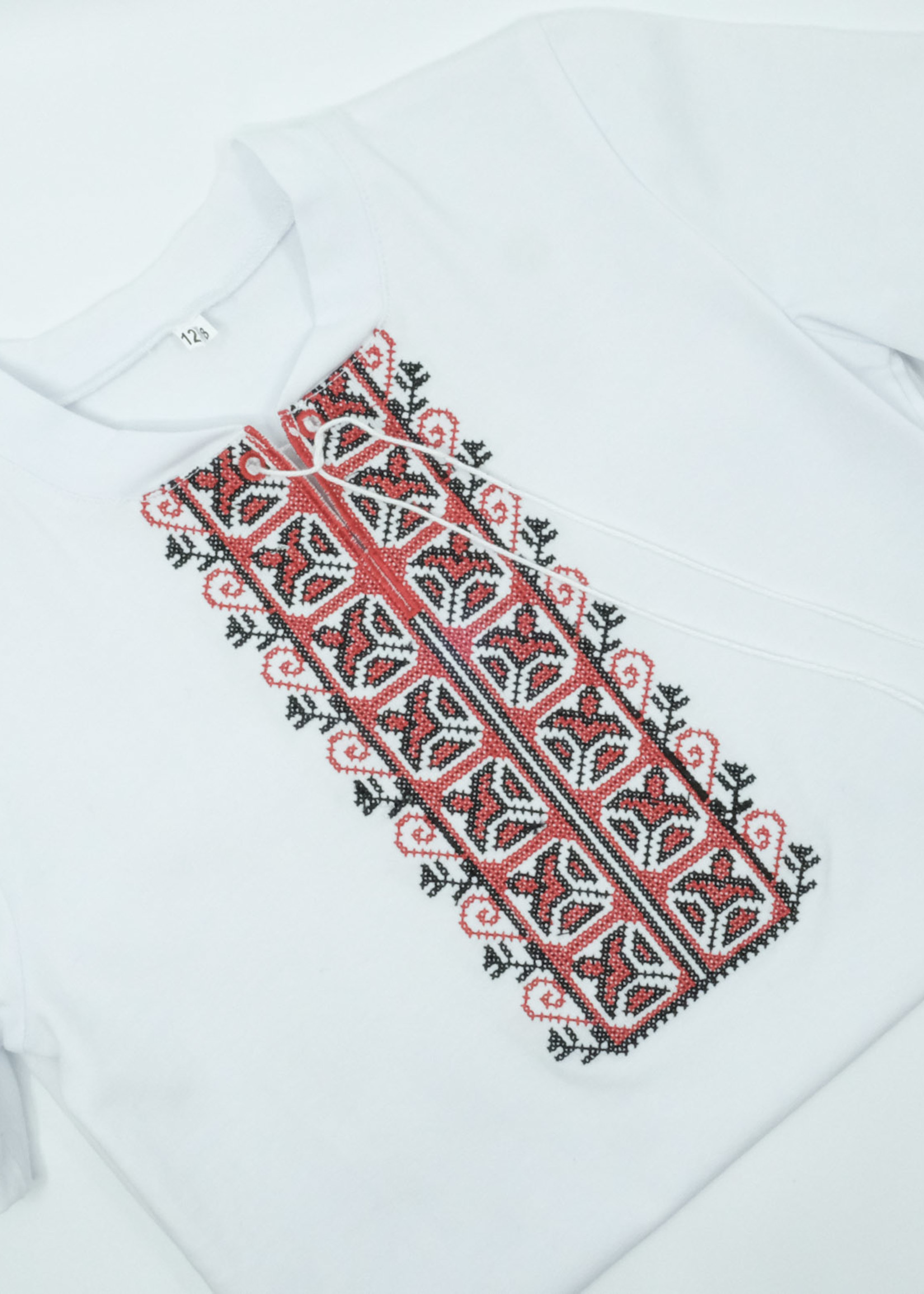 KIDS - White T Shirt With Red and Black Embroidery