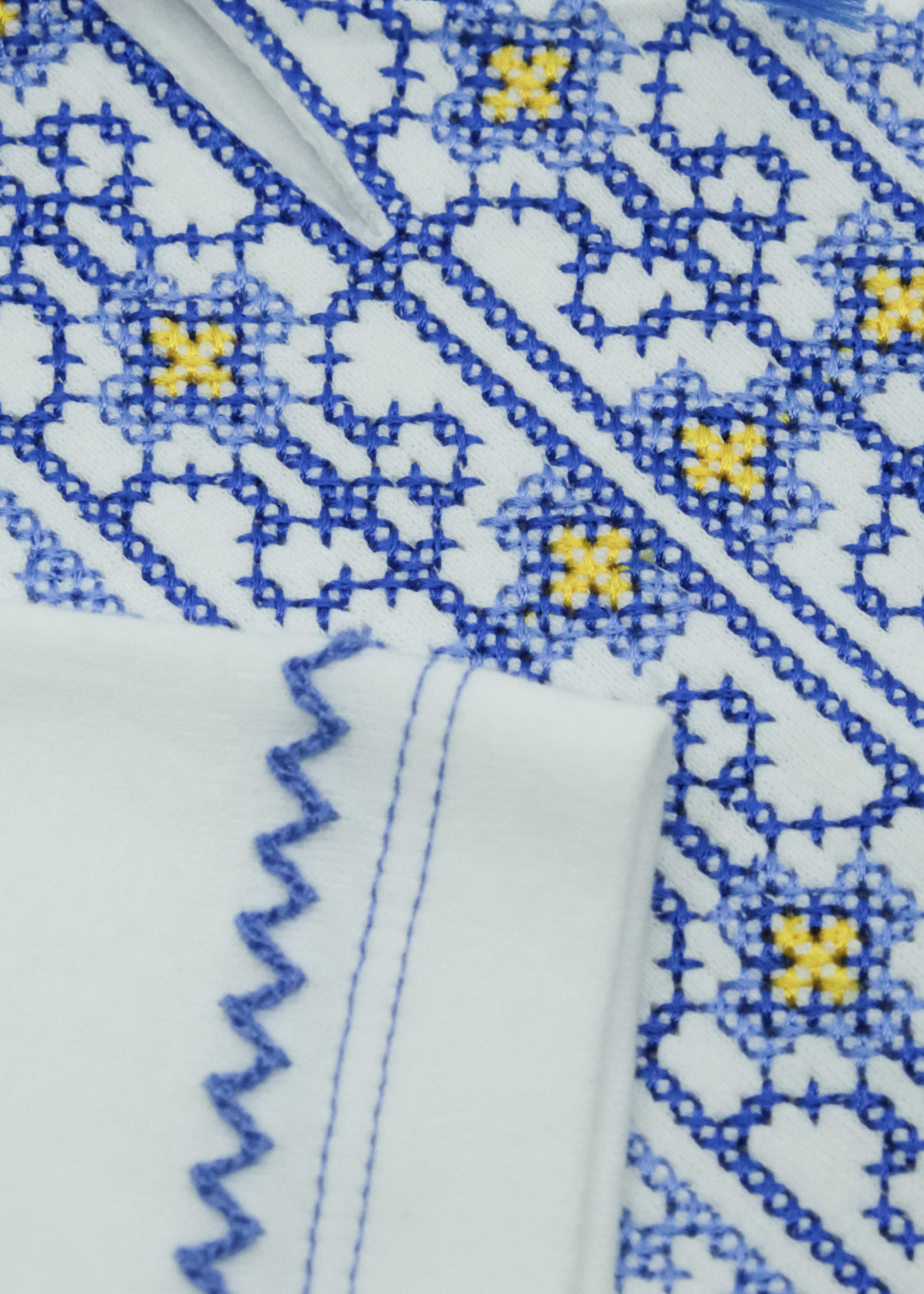 None KIDS - White Shirt With Blue Embroidery