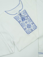 None Boys White Embroidered Long Sleeve With Light Blue Embroidery