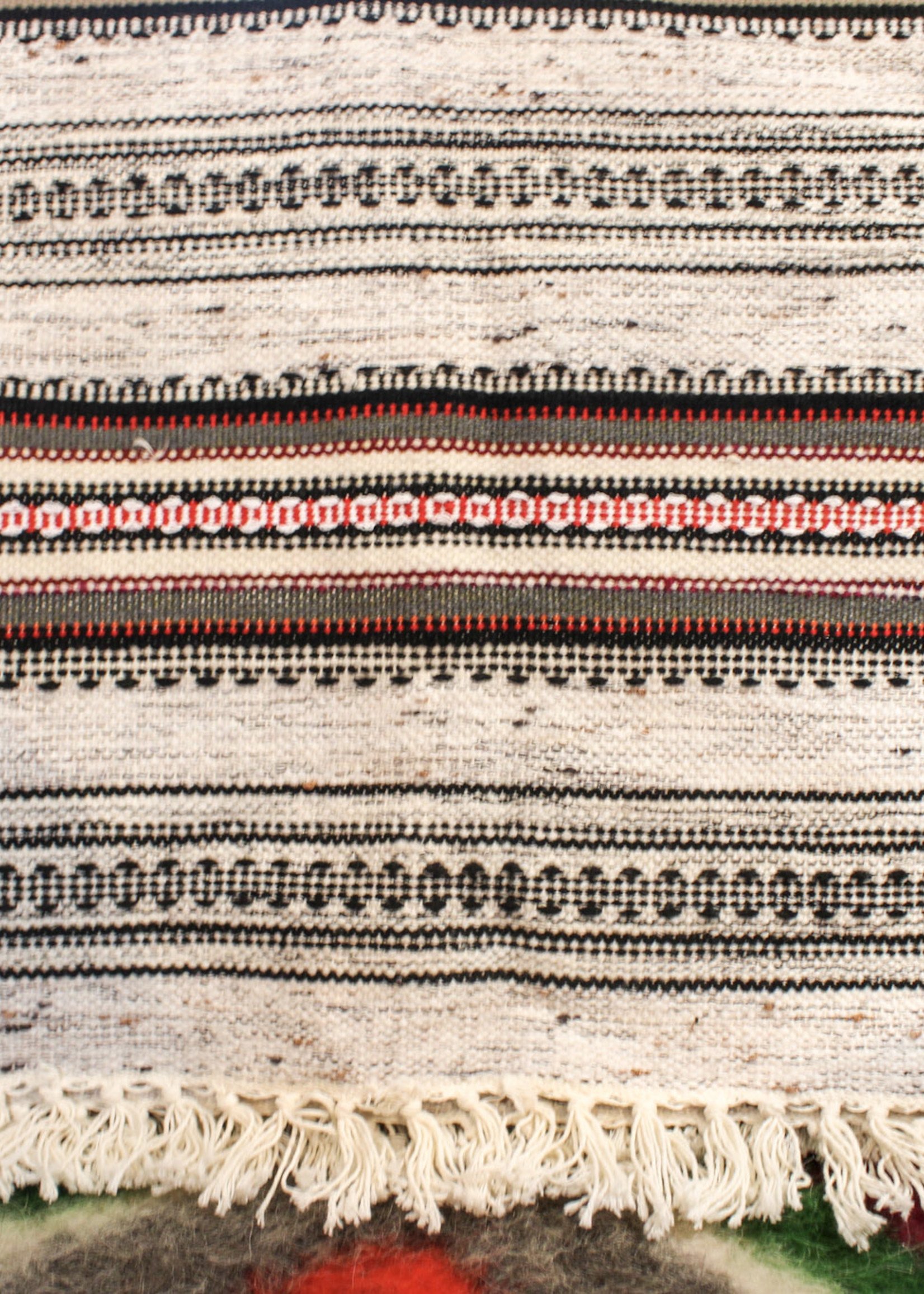 None HOME -Runner  80'' x 50'' Wool with Red, Grey, and Oatmeal Pattern