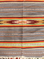 None HOME - Runner 76'' x 28'' Wool Throw With Grey, Yellow, White, Orange and Red Pattern