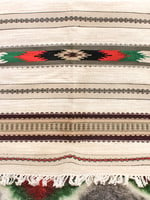None HOME - Runner 80'' x 27'' Fringed Wool Throw with Red, Green, and Oatmeal Pattern
