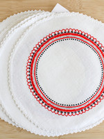 Placemats Embroidery Linen for Plates set of 6