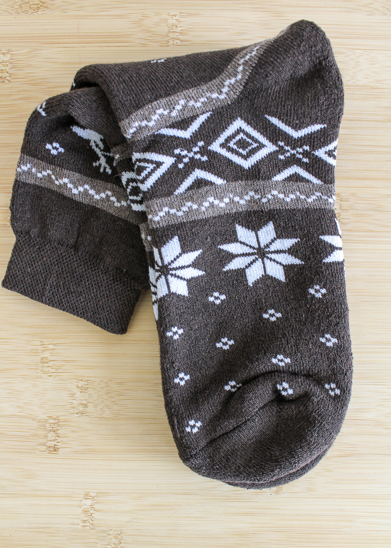 APPAREL - (M) Brown Socks with Deer Medium