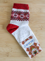 KIDS -  Grey Socks with Red Embroidery