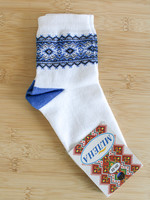 KIDS -White Socks with Blue Embroidery