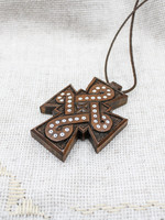 None Wooden Inlaid Cross Necklace