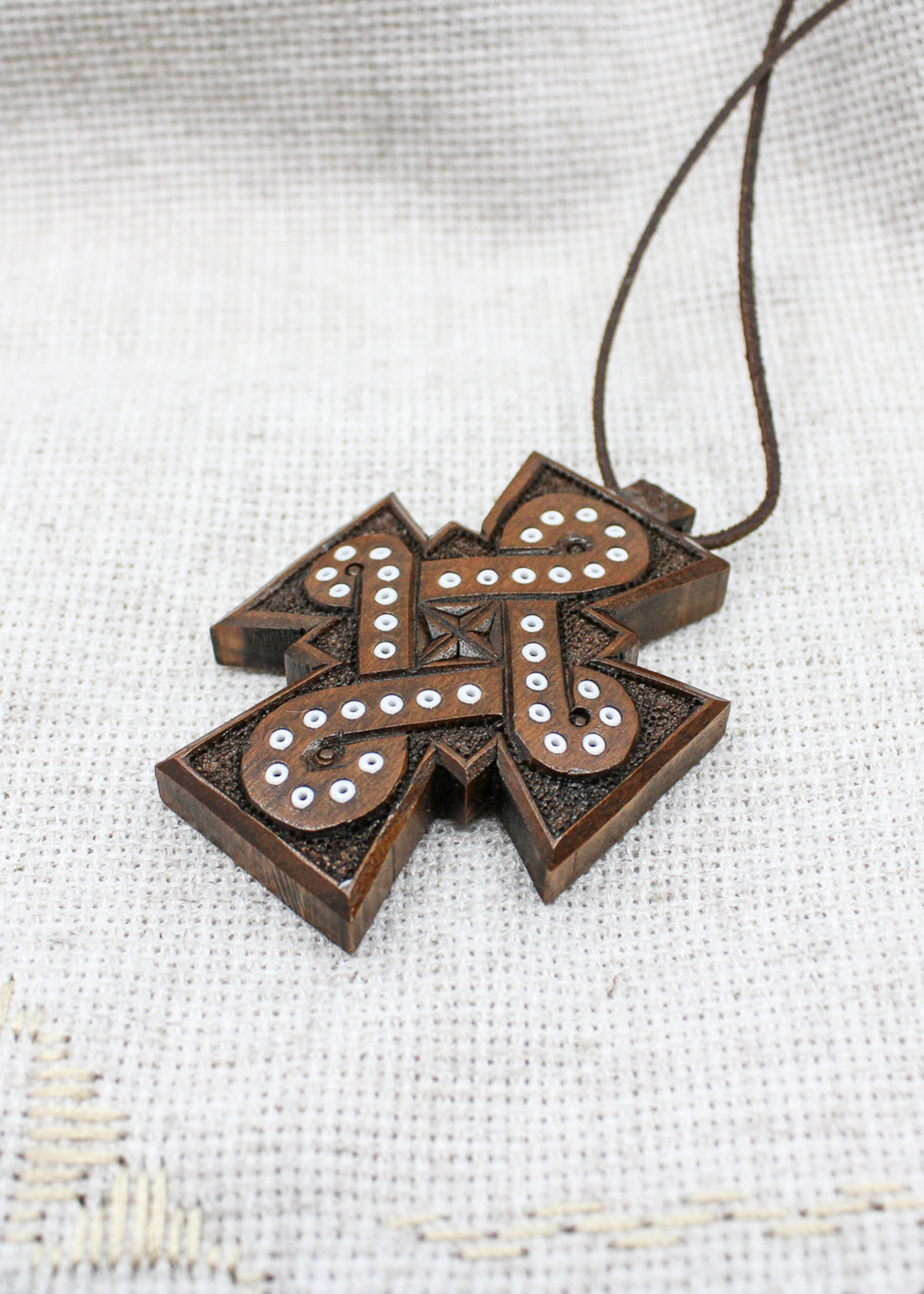 None ACCESSORIES - Wooden Dotted Cross Necklace