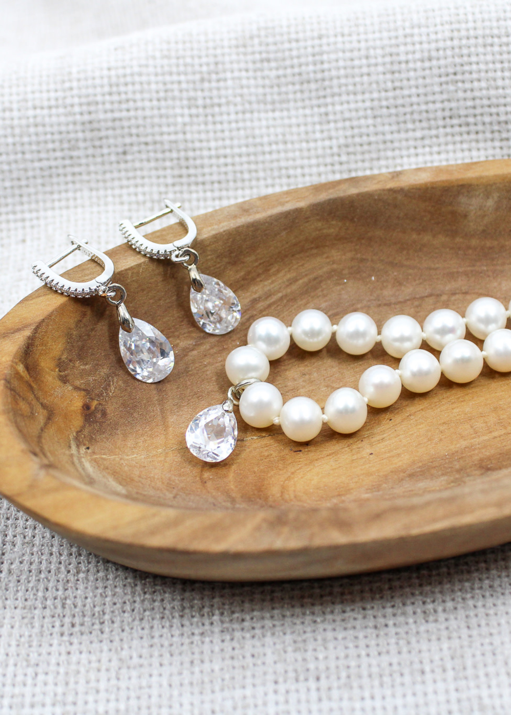 None JEWELRY - 2 Piece Diamond and Pearl Earring Set