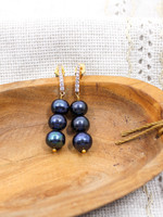 None JEWELRY - Triple Navy Pearl Earrings