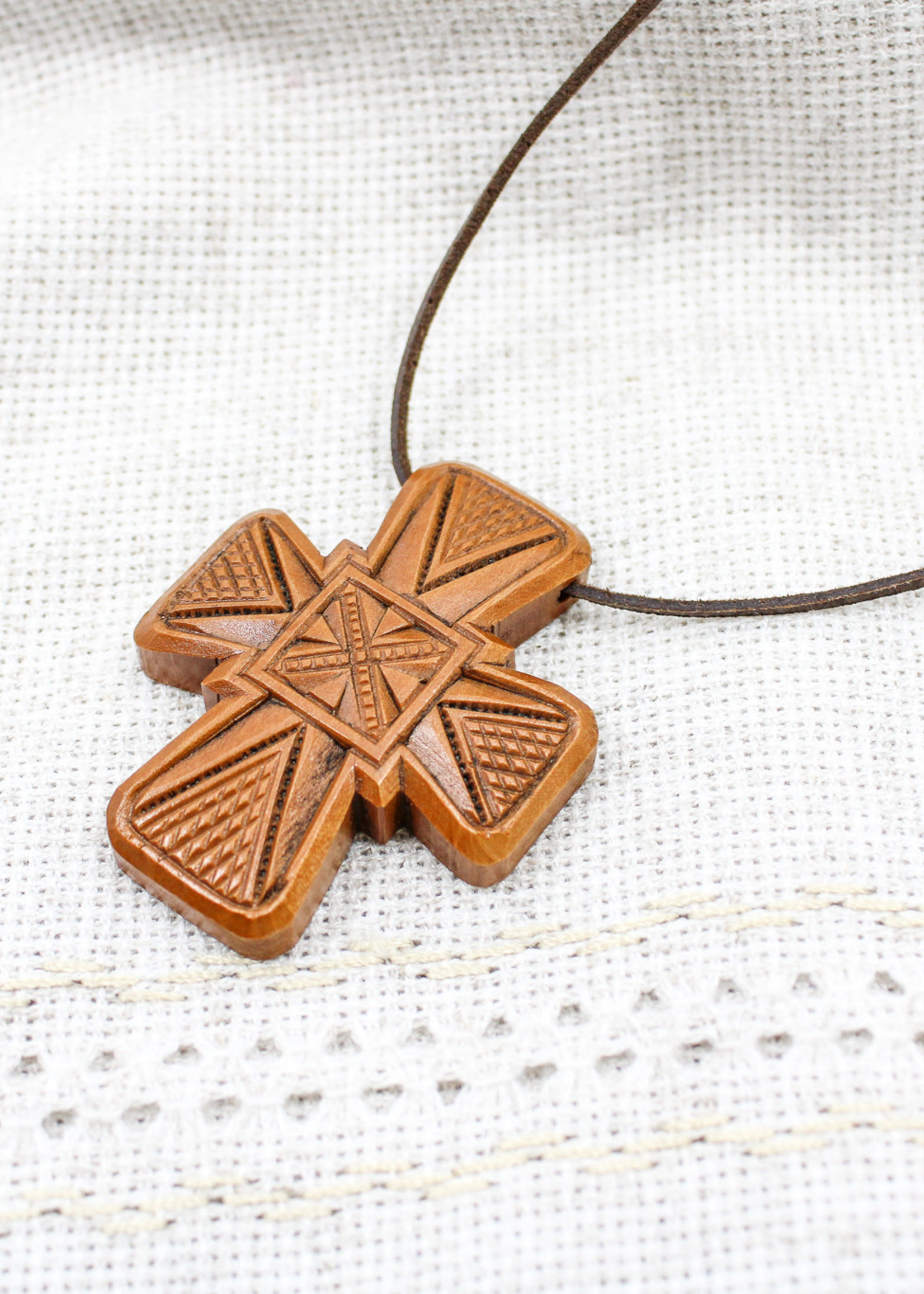 Wood sales cross necklace